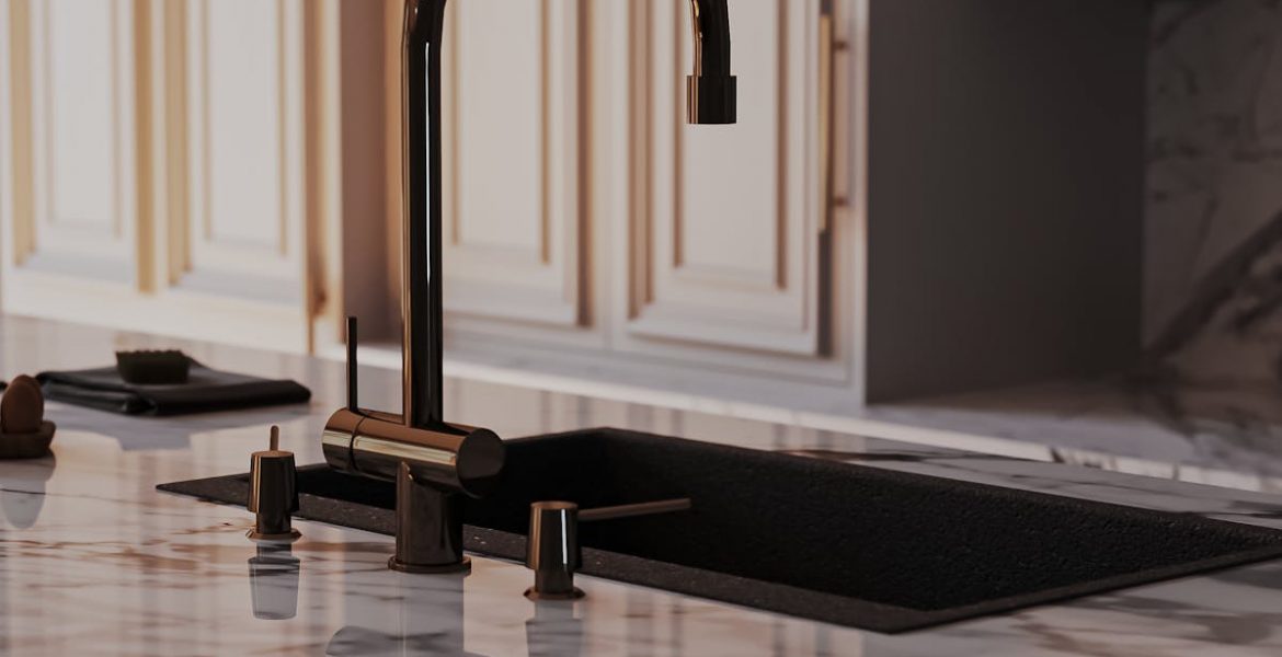 a faucet in the kitchen